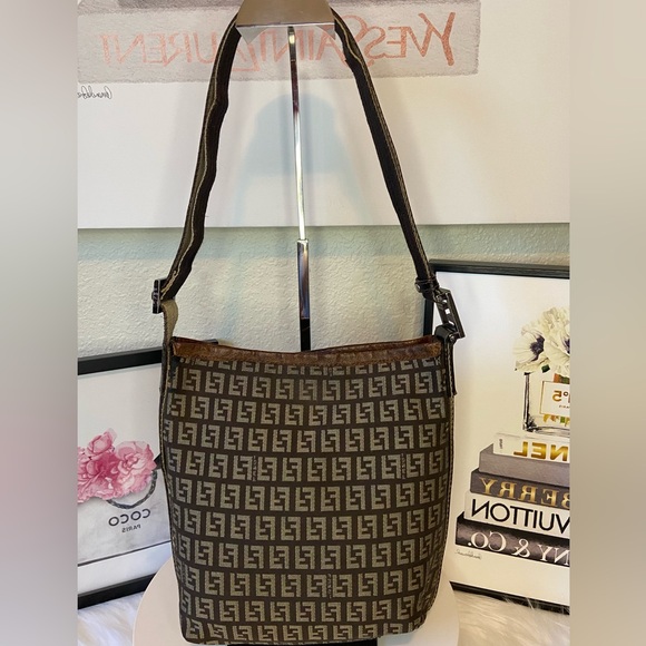Fendi GUC Zucca Canvas Shoulder/Crossbody Bag w/Leather Trim - Picture 3 of 13